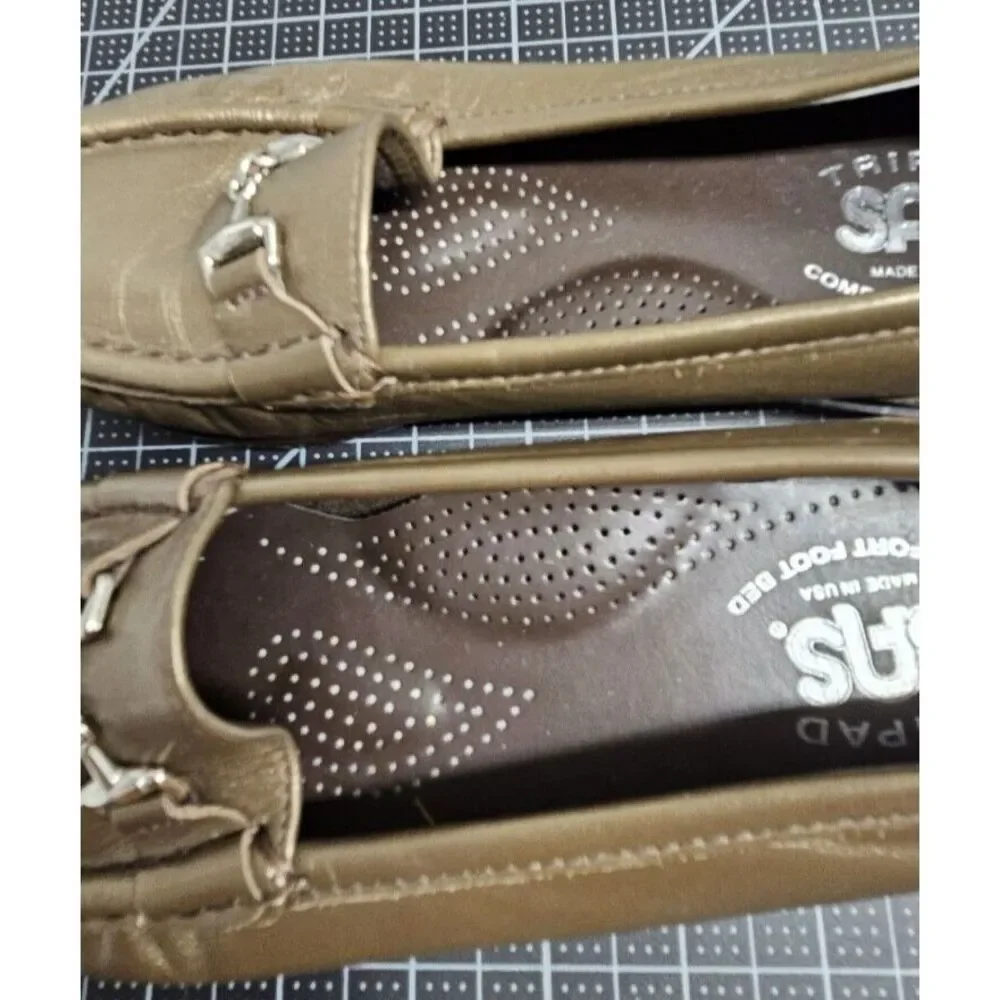 SAS Tripad cofort metro horsebit loafers shoes gold metallic Sz‎ 5.5 M